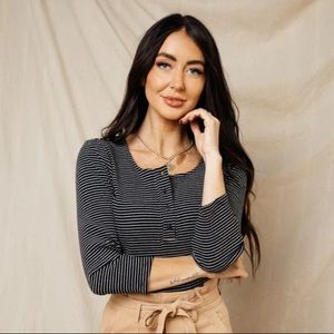 Bohme Women's Black Henley Bodysuit